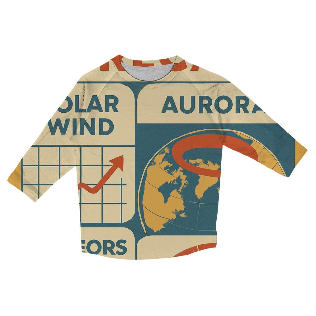 Retro Space Weather Forecast printed three quarter sleeve shirts