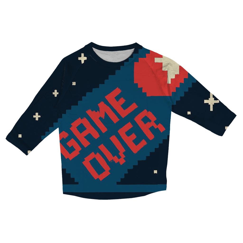 Pixel Comet Game Over Sky personalized 3/4 sleeve tees