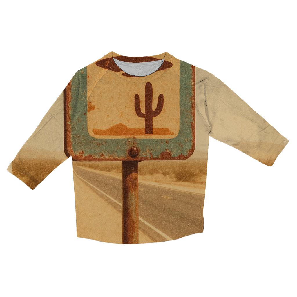 Weathered Desert UFO Road Sign personalized 3/4 sleeve tees