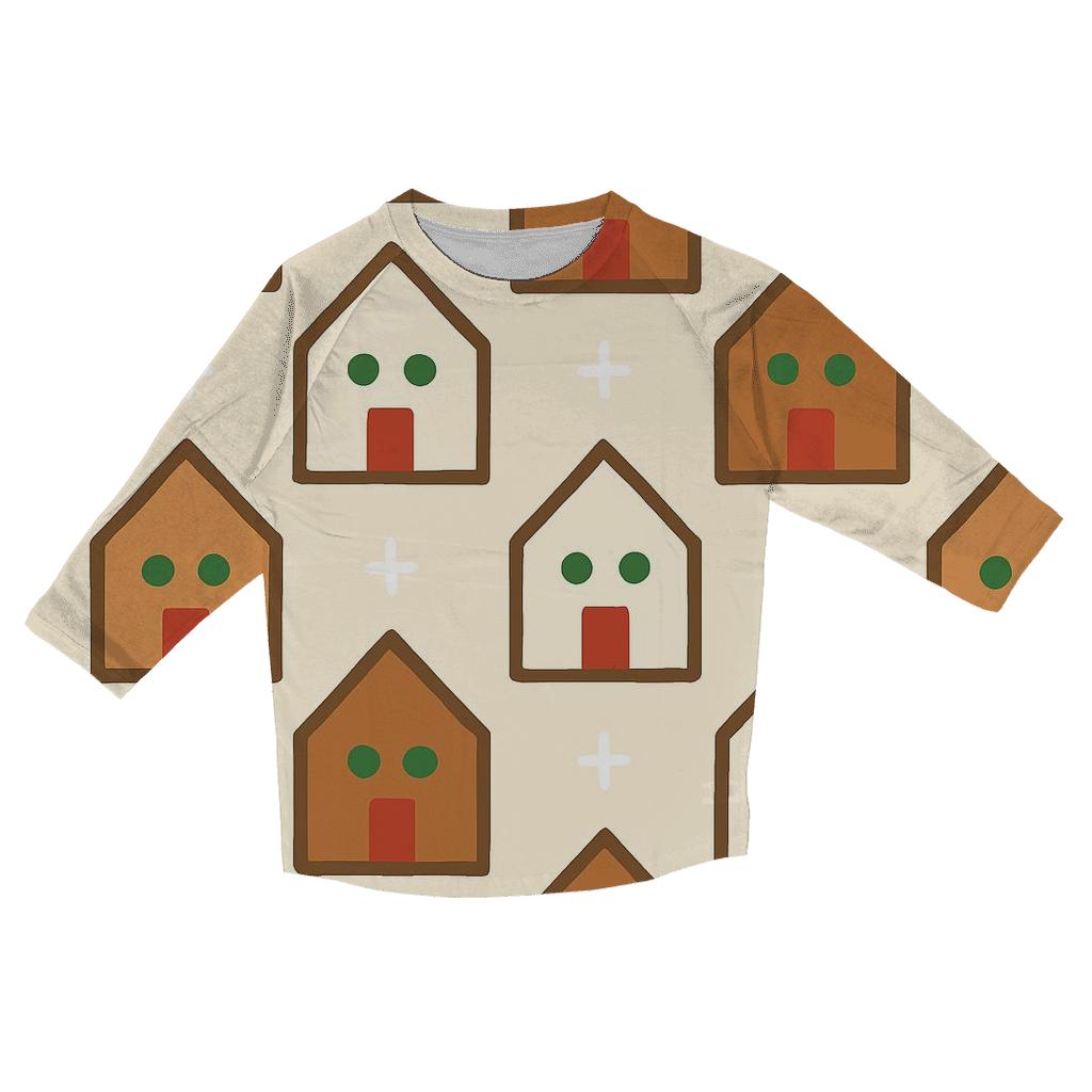 Gingerbread House Block Pattern cotton quarter sleeve shirts