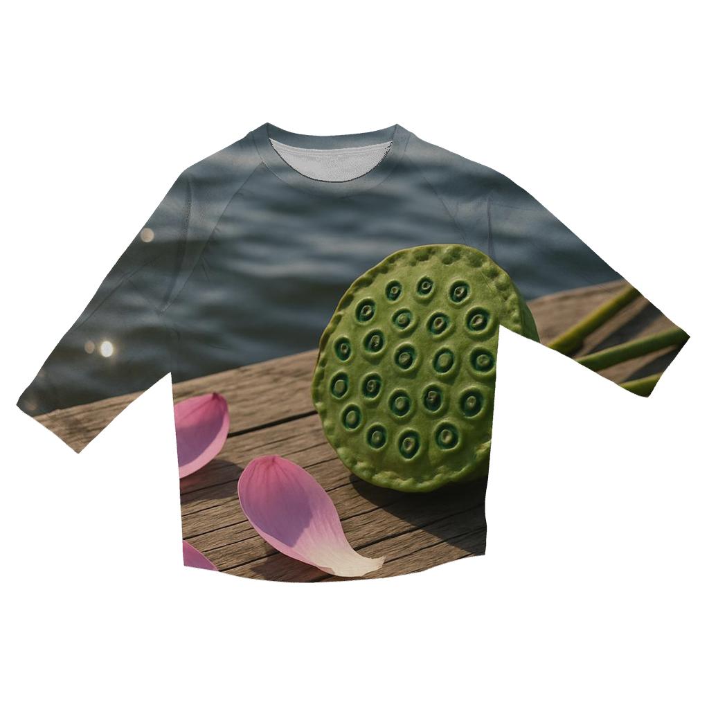 Lotus Seed Pod Study At A Lakeside Pier fashion 3/4 sleeve shirts