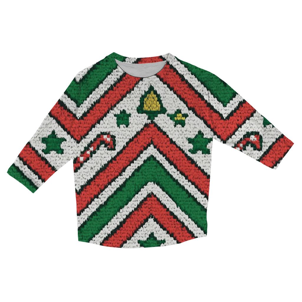 Candy Cane Warp Tunnel Chevron Design cotton quarter sleeve shirts