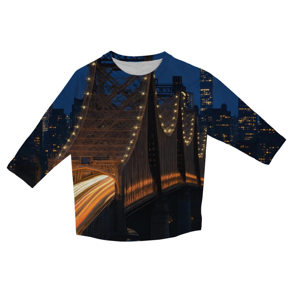Queensboro Bridge Traffic Ribbons Seen From A Long Lens stylish quarter sleeve tops