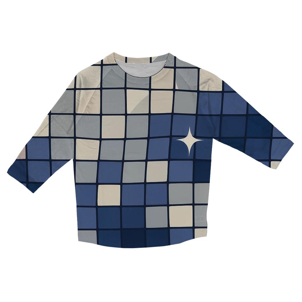 Creamy Disco Mirror Squares fashion 3/4 sleeve shirts