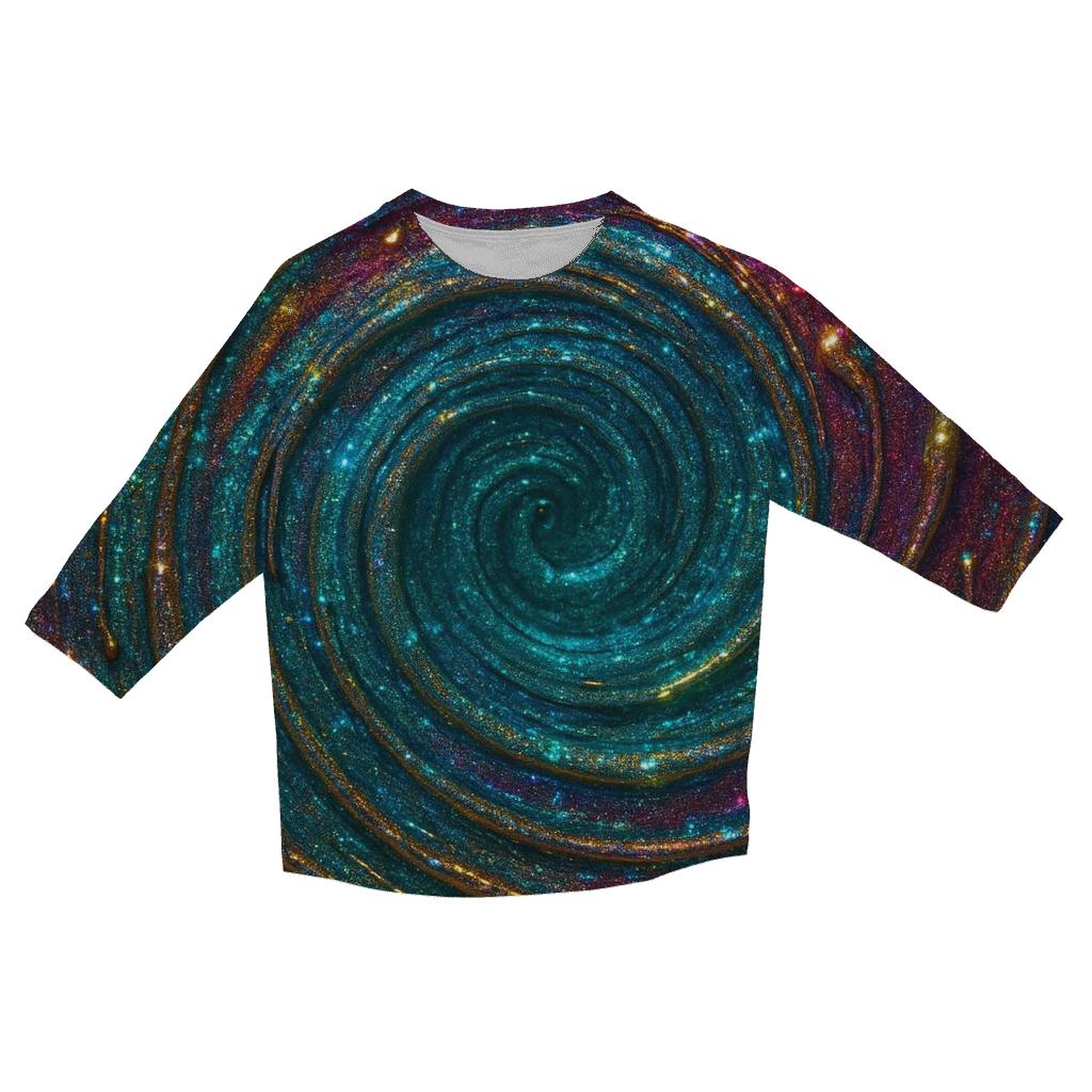Jewel Tone Shimmer Vortex Pool trendy 3/4 sleeve tops