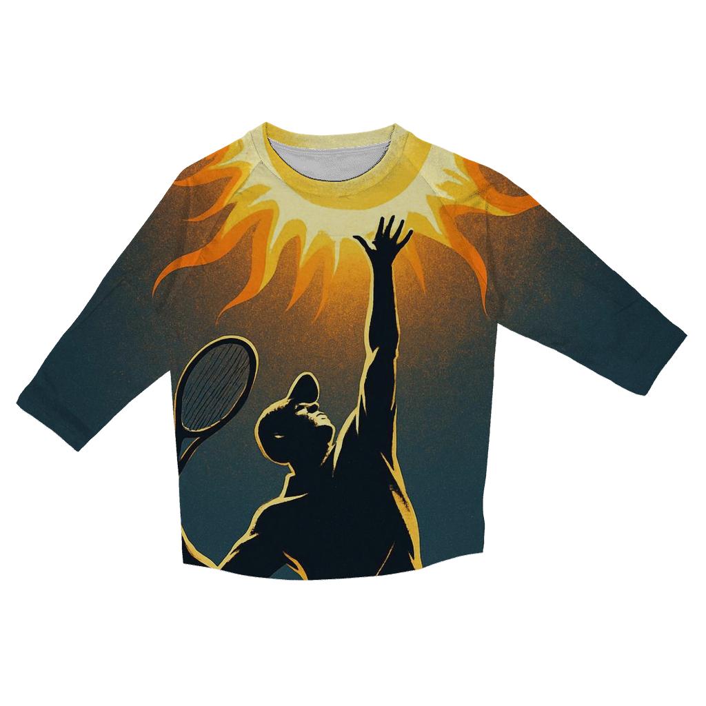 Tennis Serve Solar Flare printed three quarter sleeve shirts