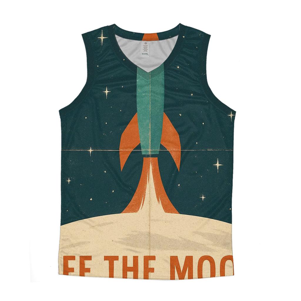 Aged Space Race Travel Poster cotton sleeveless tops