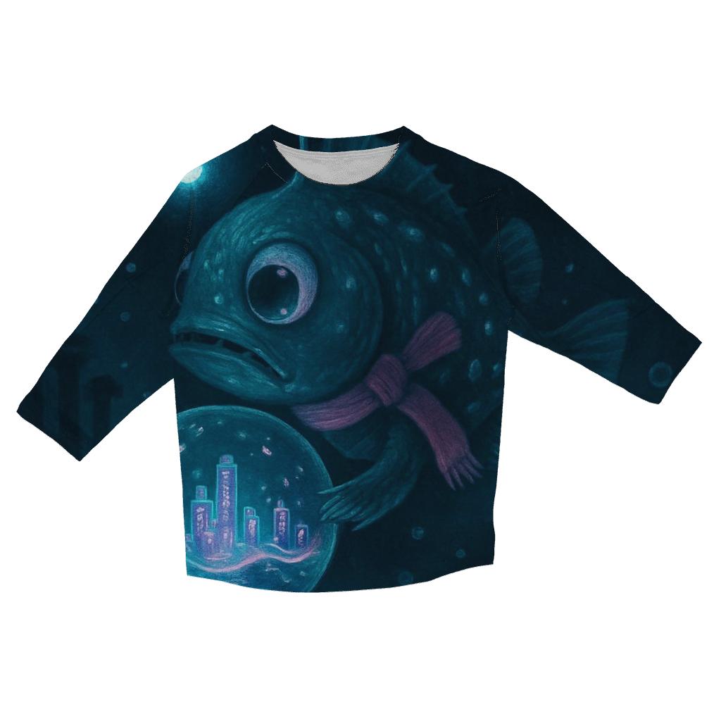 Lanternfish In A Snow Globe City cotton quarter sleeve shirts