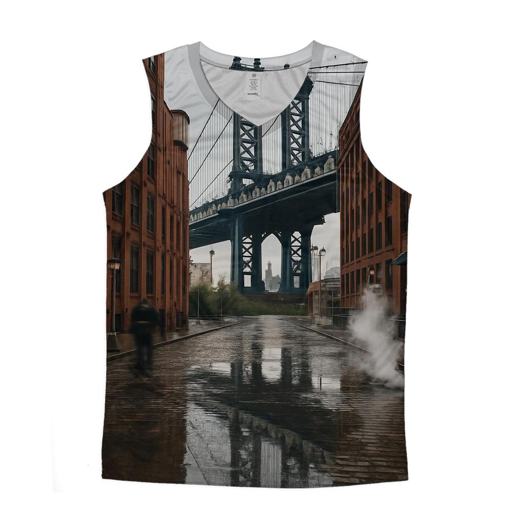 After Rain Steam Rising On The Manhattan Bridge Overlook stylish racerback tanks