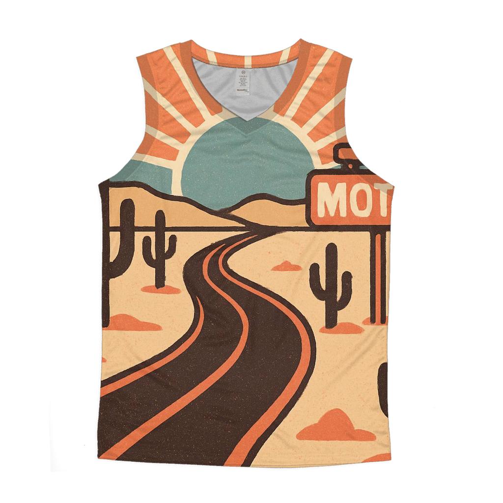 Desert Road Trip Sunburst Map casual summer tank tops