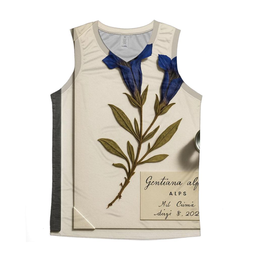 Pressed Herbarium Sheet With Alpine Gentian stylish racerback tanks