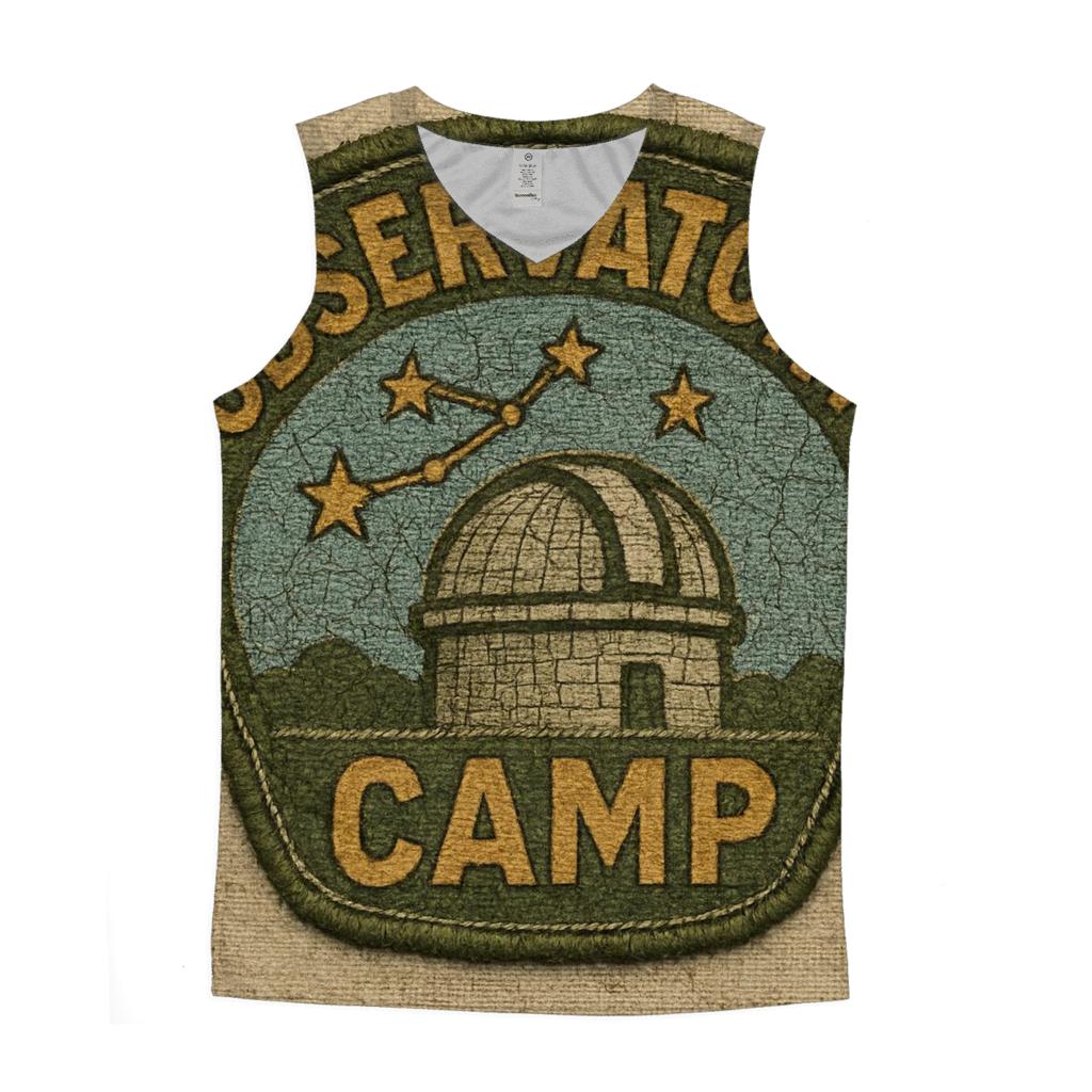 Distressed Observatory Camp Patch casual summer tank tops