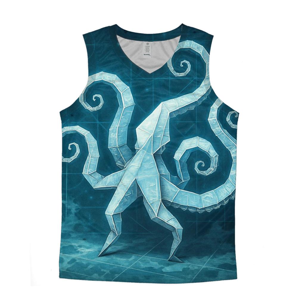 Origami Kraken Blueprint graphic print tank tops