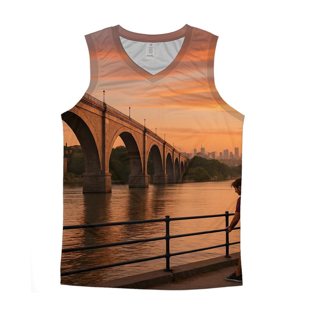 Harlem River Sunset With High Bridge And Distant Midtown stylish racerback tanks