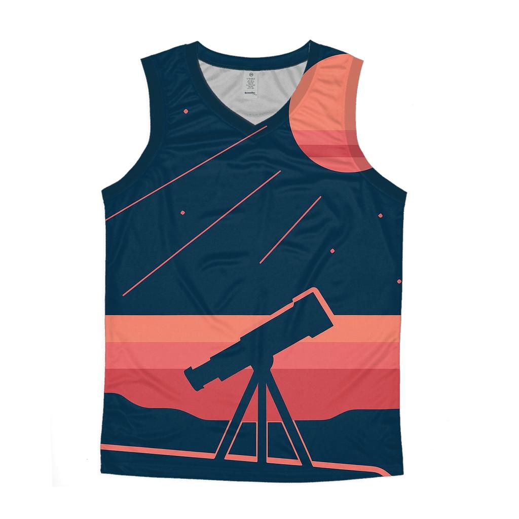 Synthwave Telescope Silhouette graphic print tank tops