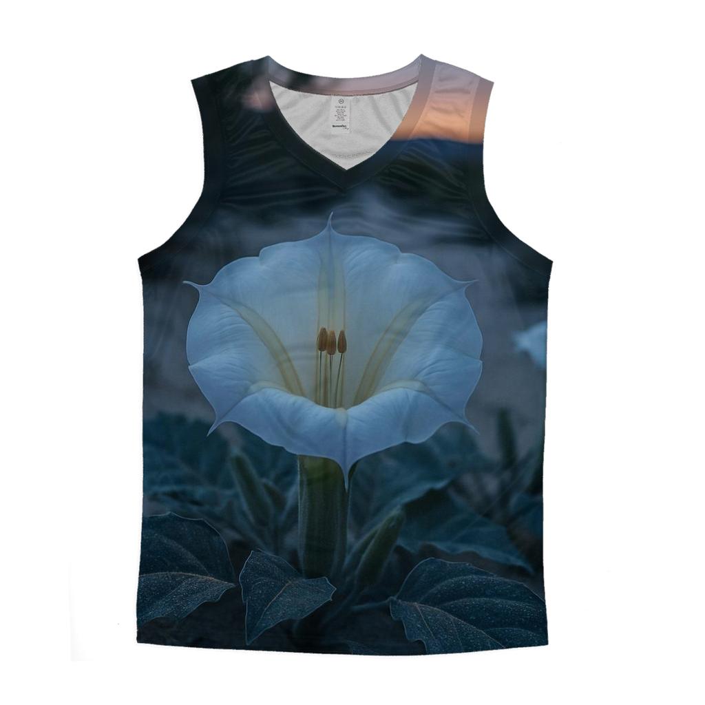 Desert Evening Bloom Of Sacred Datura trendy fitted tank tops