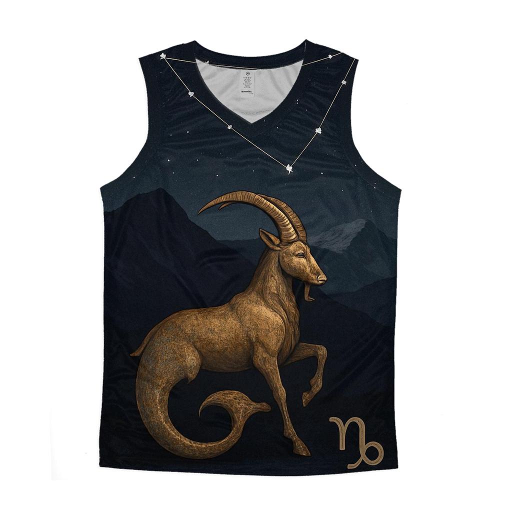 Capricorn Sea Goat Over Mountain Night trendy fitted tank tops