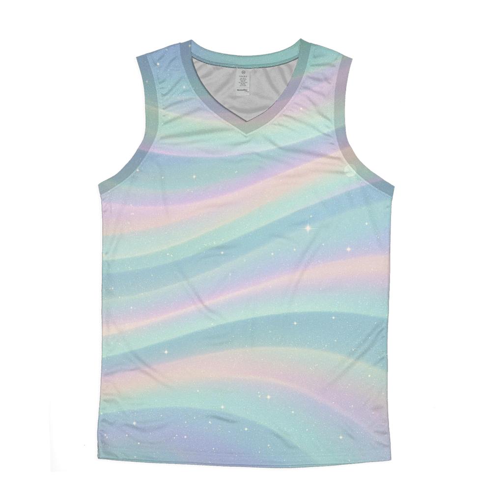 Pastel Aurora Glitter Ribbons cotton sleeveless tops