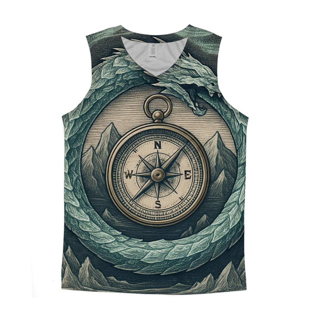 Glacial Ouroboros With Polar Compass graphic print tank tops