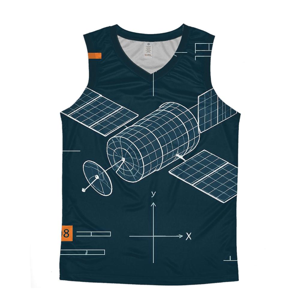 Neon Wireframe Satellite Blueprint casual summer tank tops