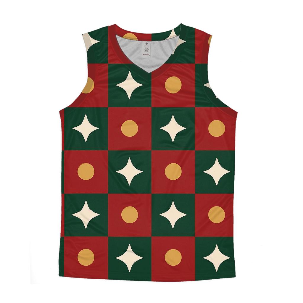 Festive Star Quilt Checkerboard sports performance tank tops