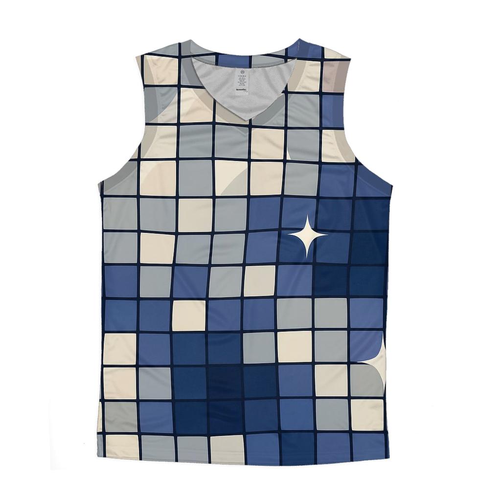 Creamy Disco Mirror Squares sports performance tank tops