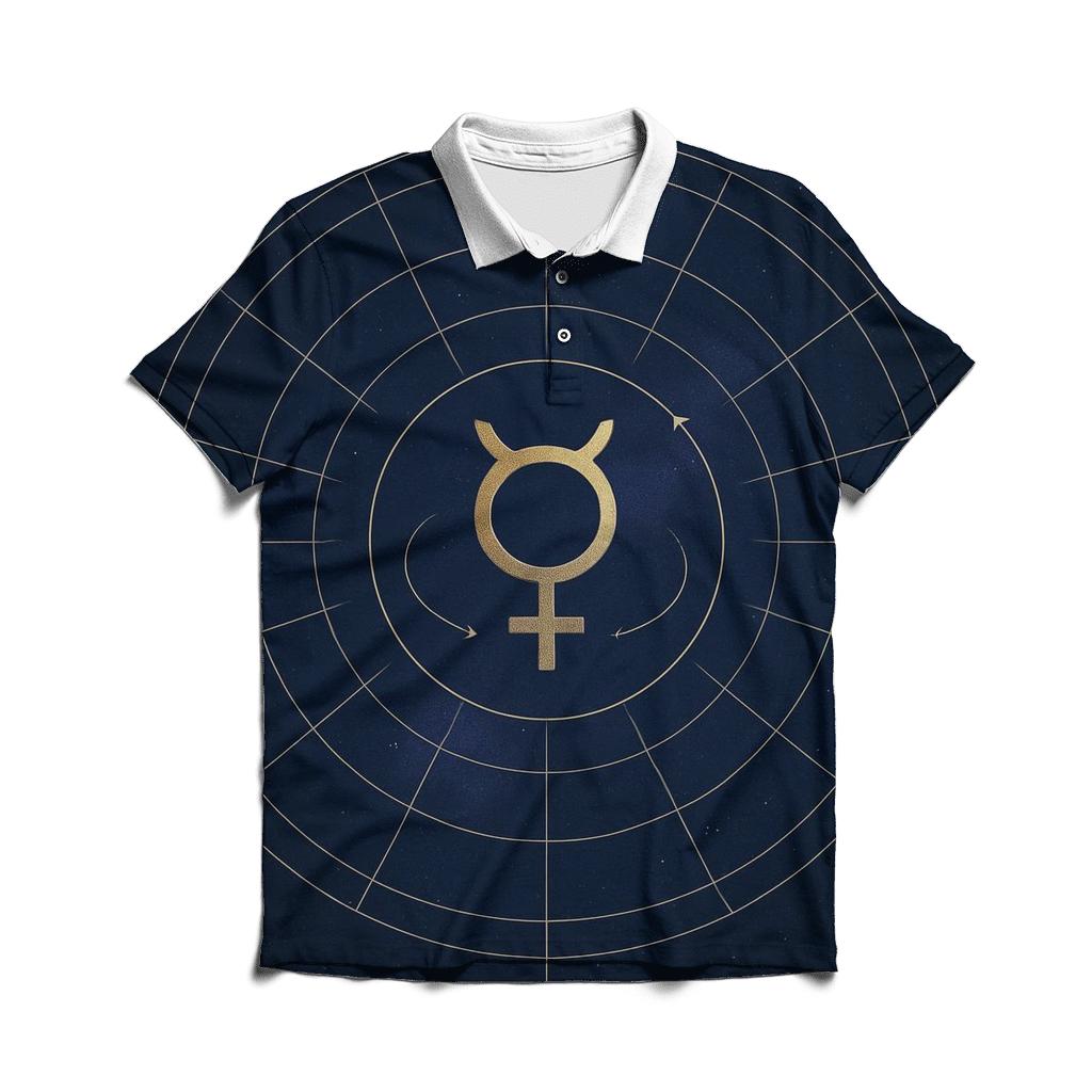 Mercury Retrograde Transit Star Chart premium cotton polo shirts