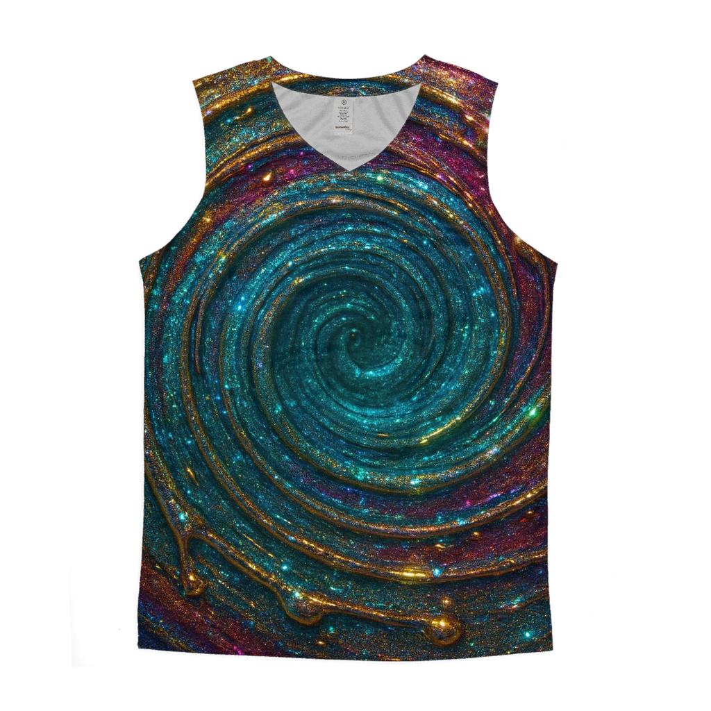 Jewel Tone Shimmer Vortex Pool trendy fitted tank tops