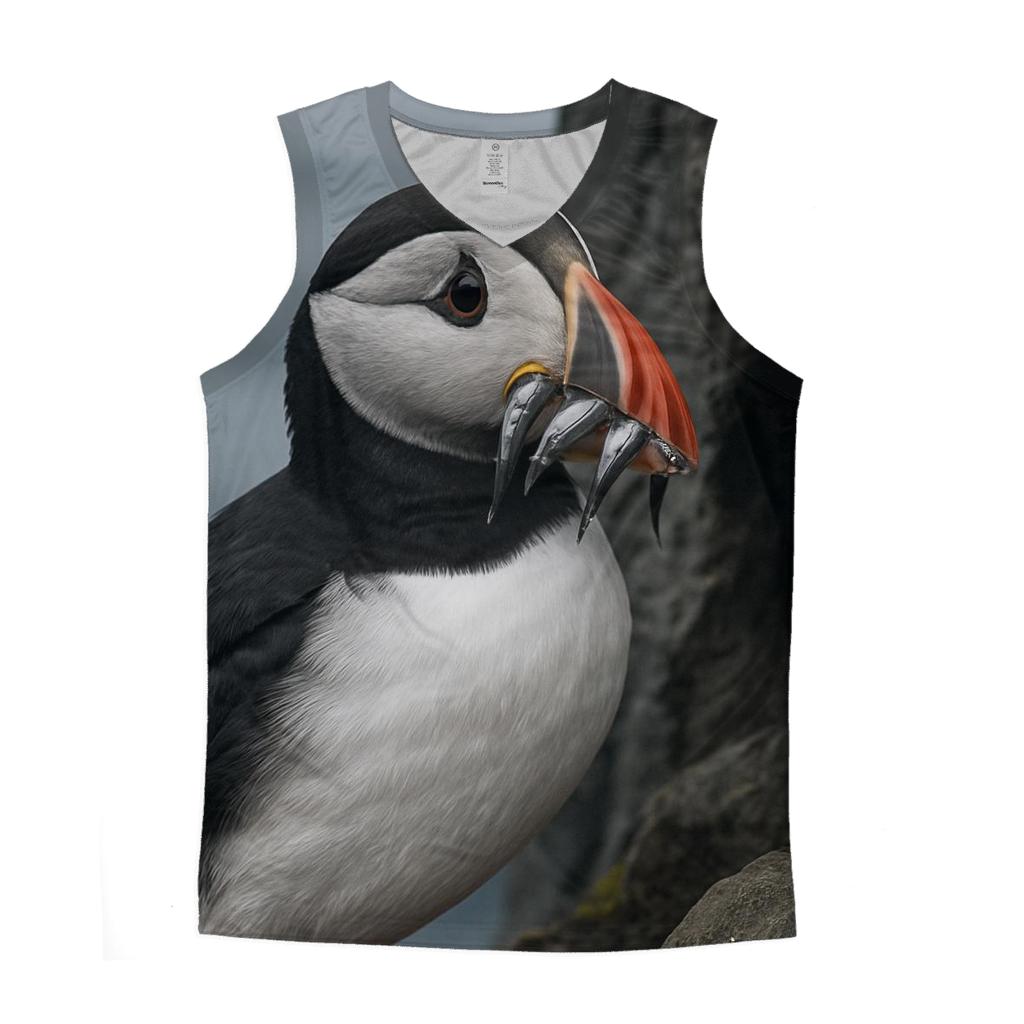 Basalt Cliff Nursery Atlantic Puffin graphic print tank tops