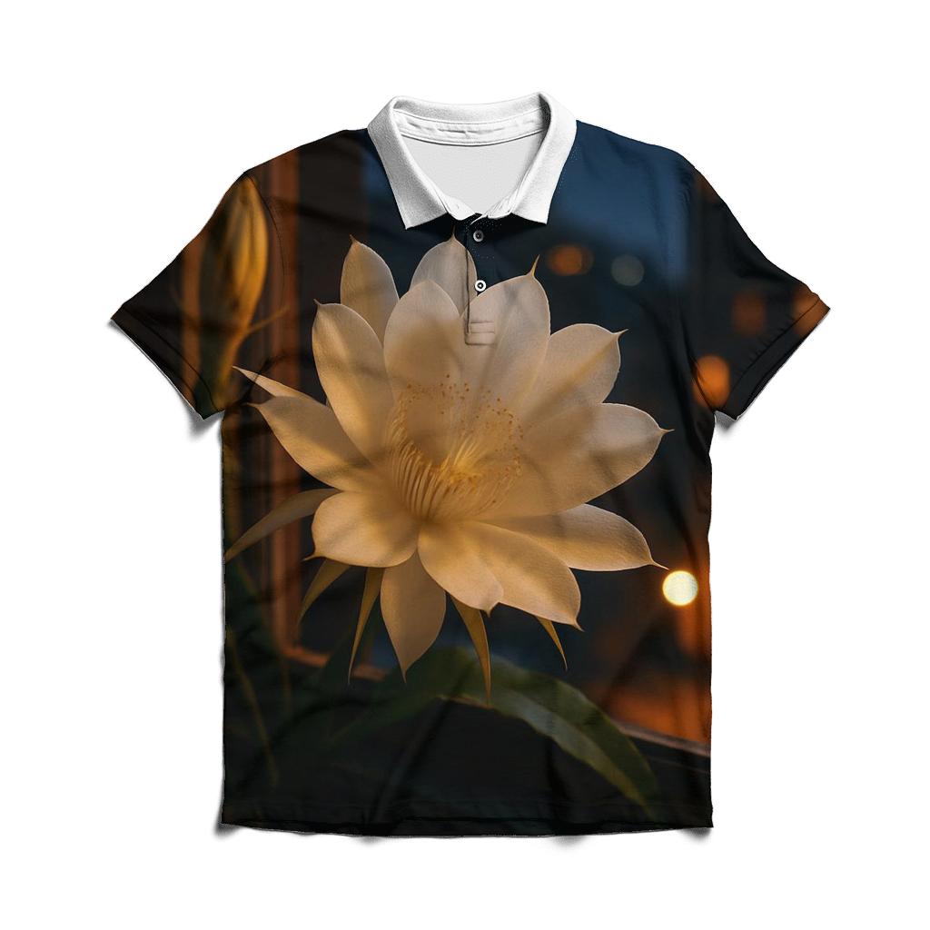 Night Blooming Cereus Window Vigil designer slim fit polos