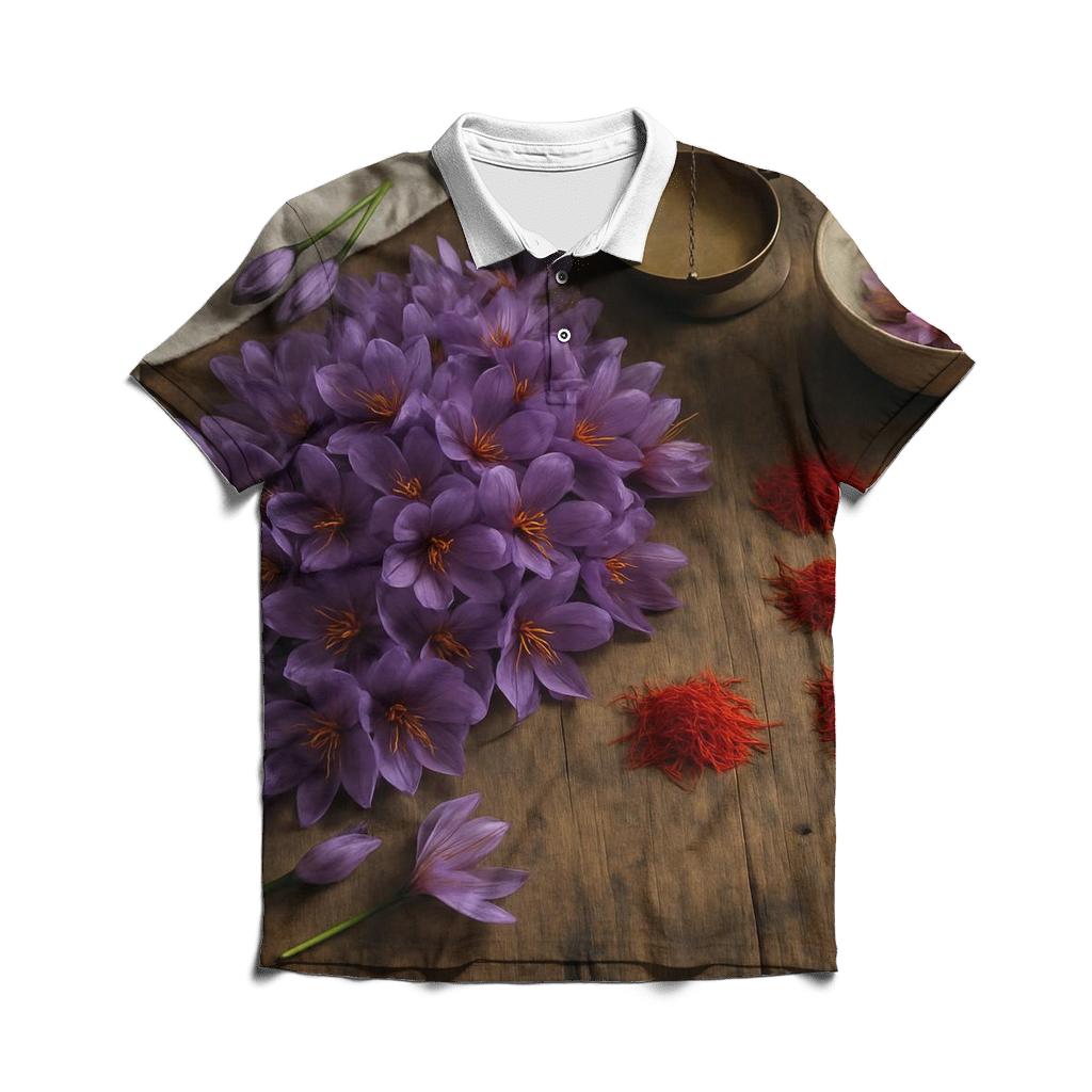 Saffron Crocus Sorting On A Wooden Table casual sports polo shirts