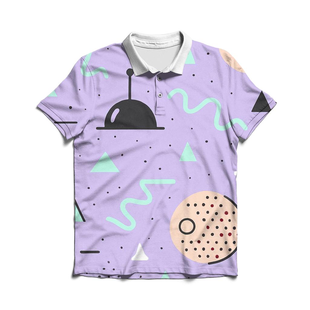 Memphis Moonbase Shapes personalized polo shirts