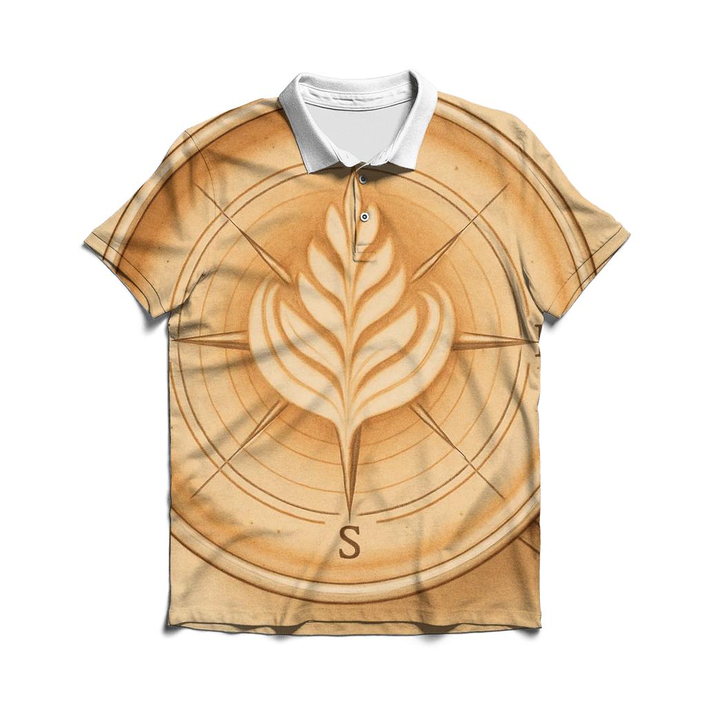Latte Rosette Compass embroidered polo tops