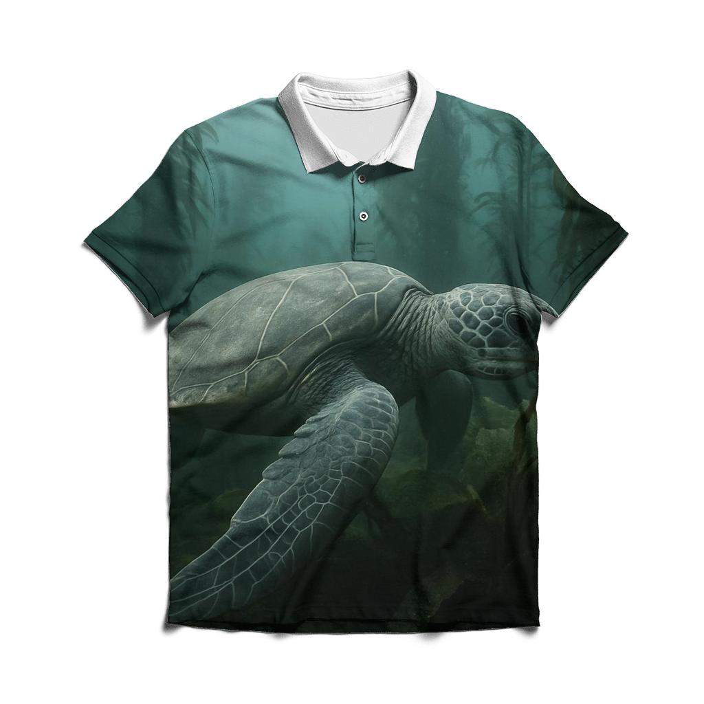 Kelp Forest Glide Green Sea Turtle personalized polo shirts