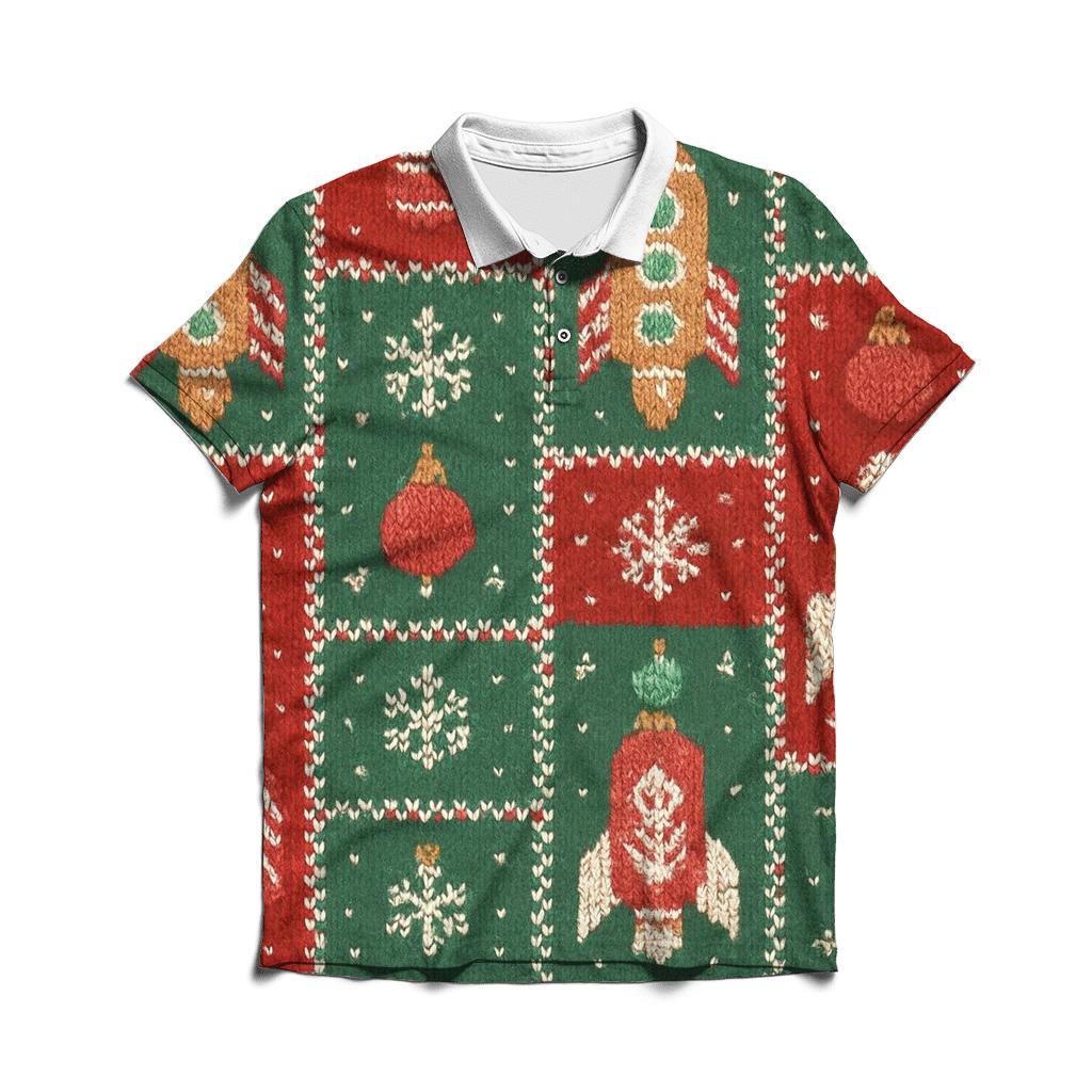 Gingerbread Rocket Parade Grid Design personalized polo shirts
