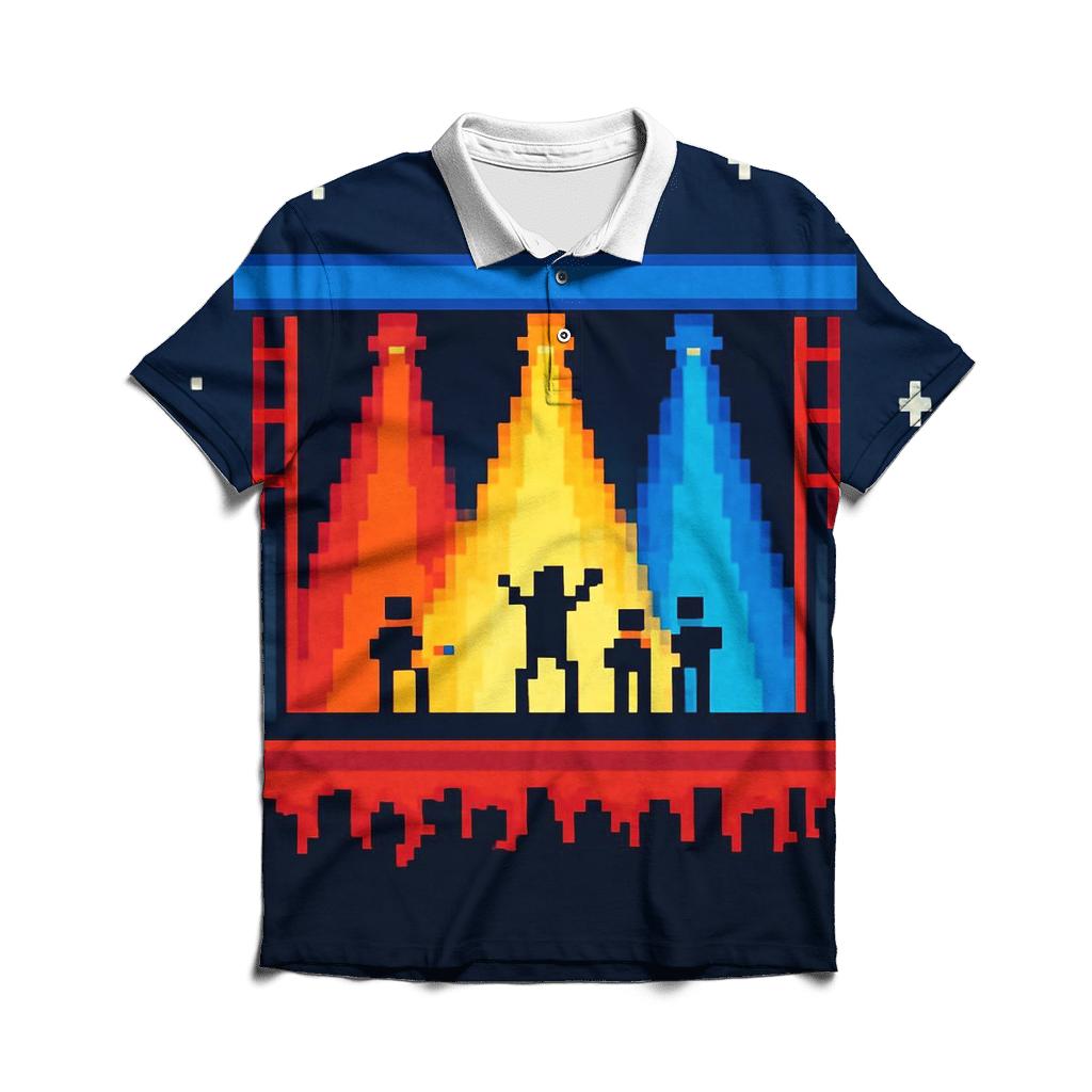 Pixel Pop Stage Panorama designer slim fit polos