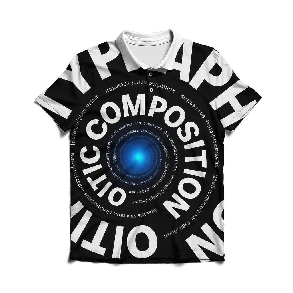 Gravity Well Typography Spiral premium cotton polo shirts