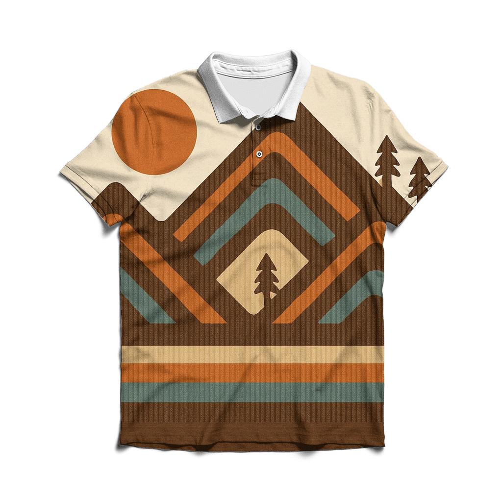 Brown Corduroy Mountain Bands embroidered polo tops