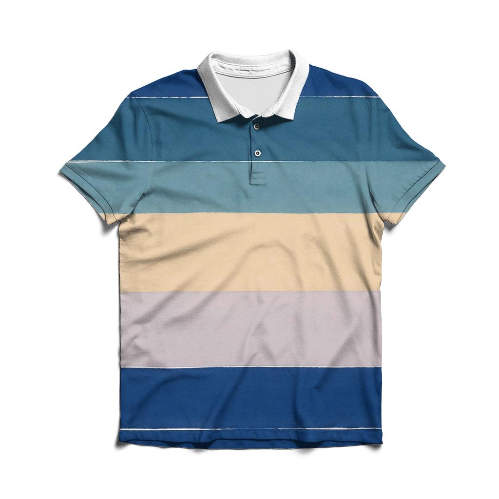 Over Dye Twilight Horizon Stripes personalized polo shirts