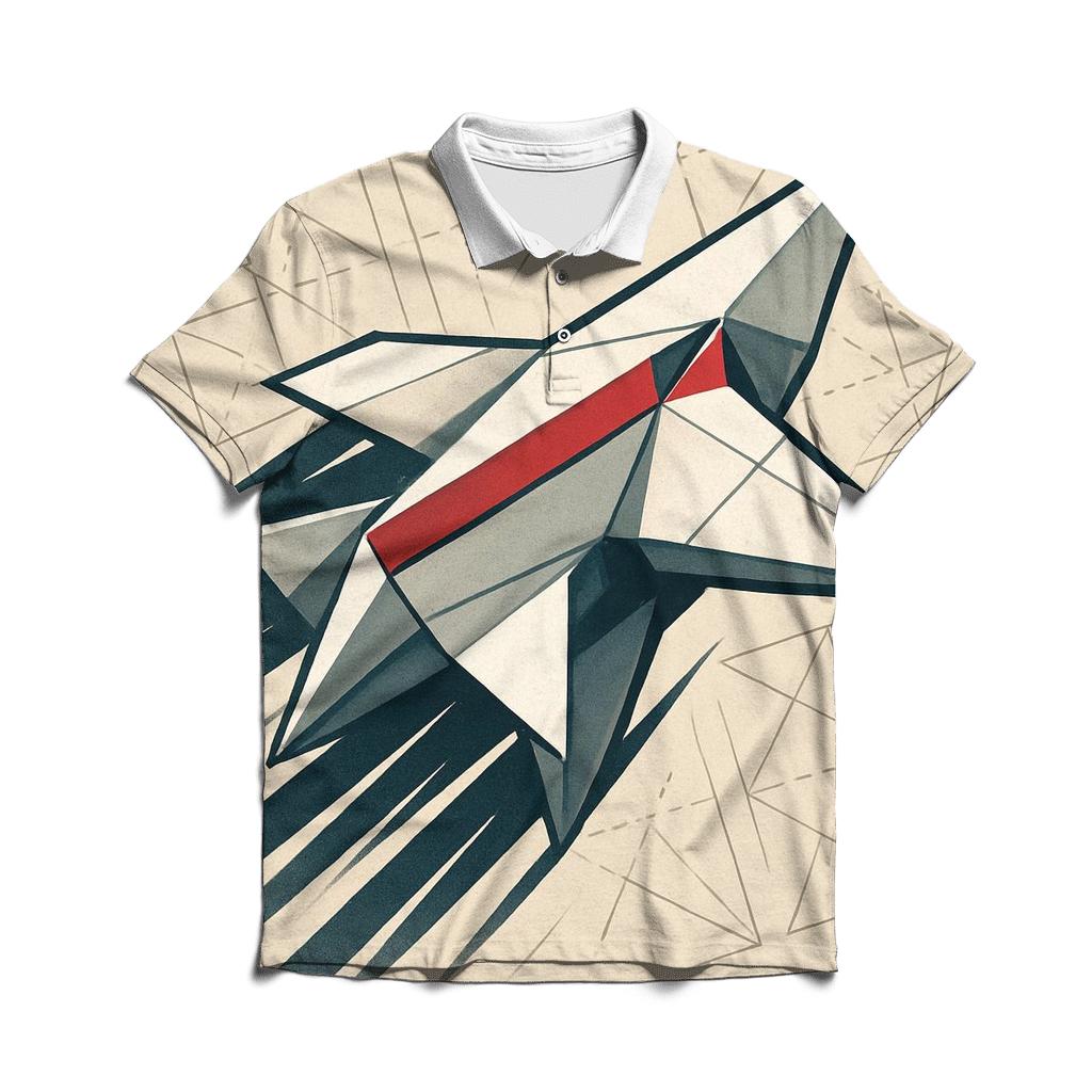 Kinetic Origami Starship embroidered polo tops