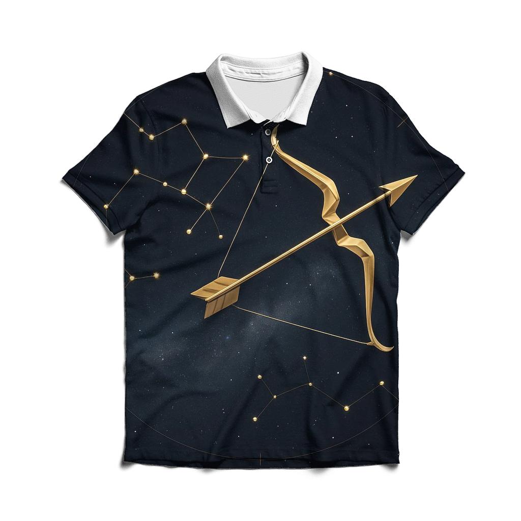 Sagittarius Archer Galactic Wayfinder branded logo polo shirts