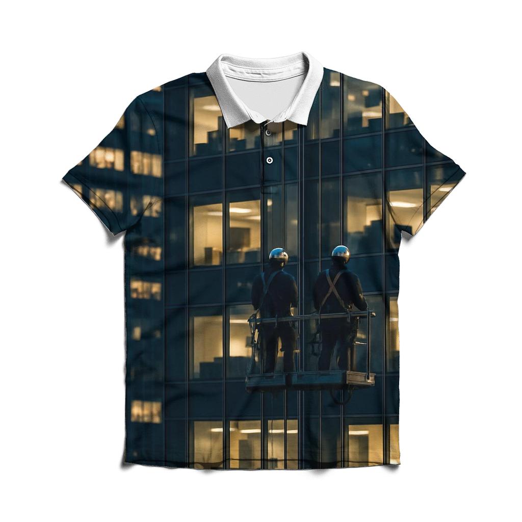 Night Work Window Cleaners Against The Midtown Grid designer slim fit polos