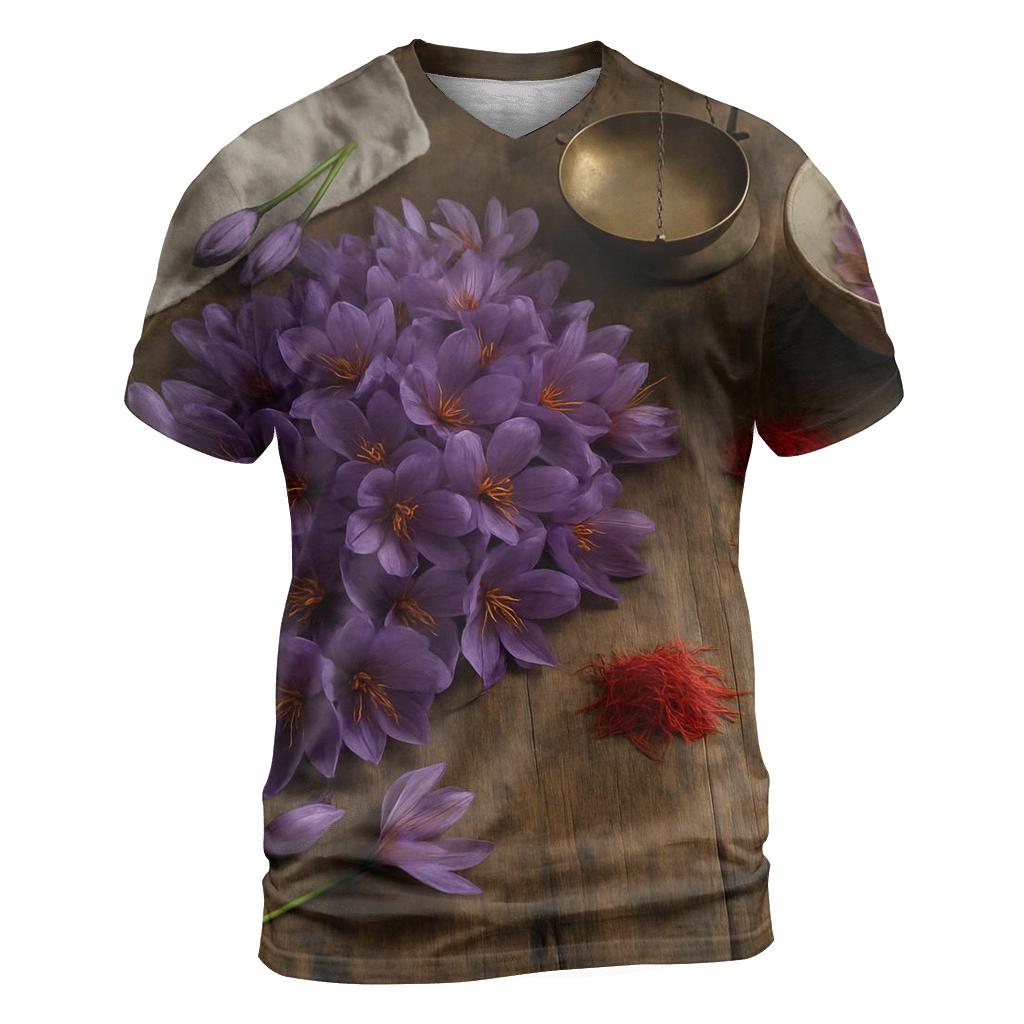 Saffron Crocus Sorting On A Wooden Table personalized full print shirts