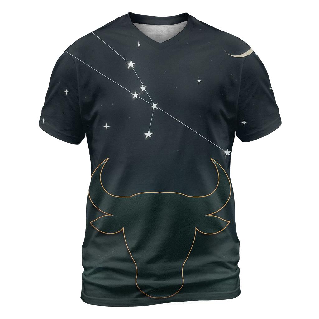 Taurus Constellation With Verdant Bull Sigil artistic all-over print tops