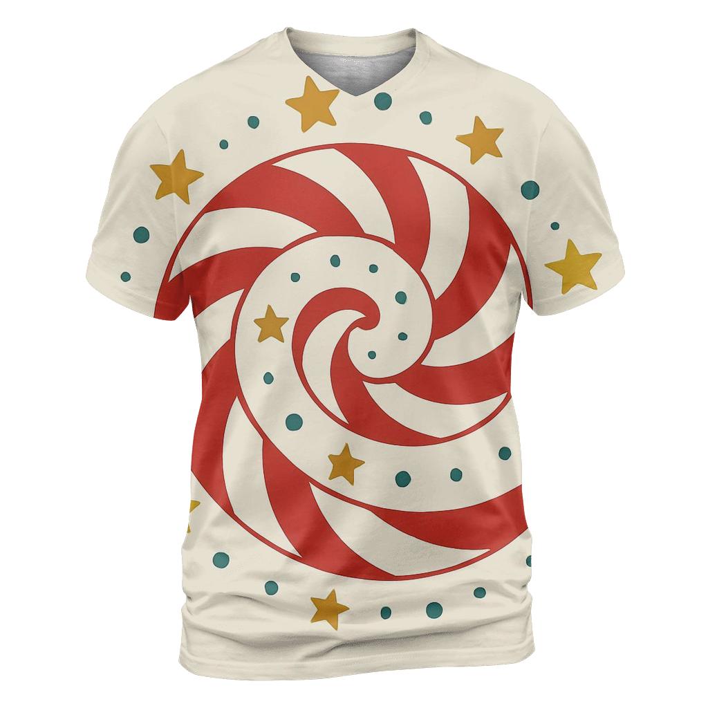 Candy Cane Spiral Constellation vibrant all-over design tees