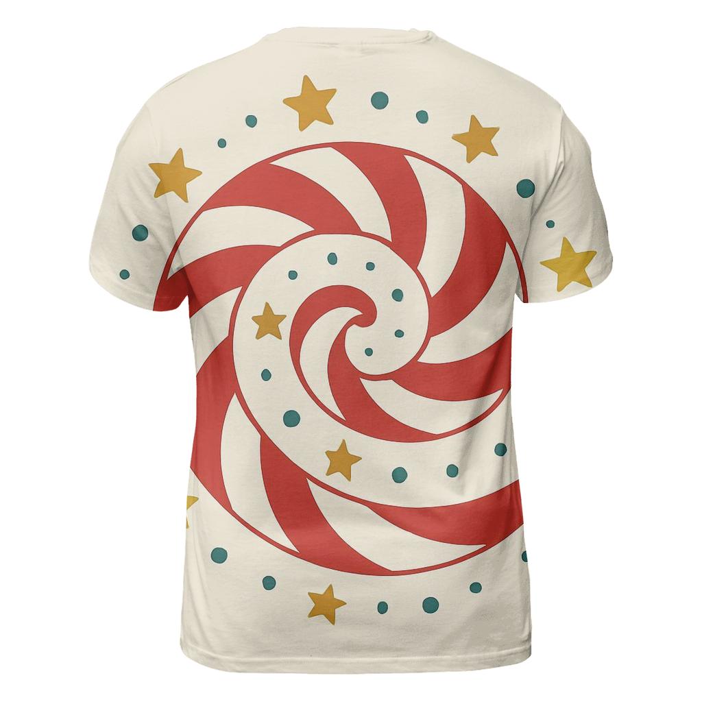 Candy Cane Spiral Constellation vibrant all-over design tees