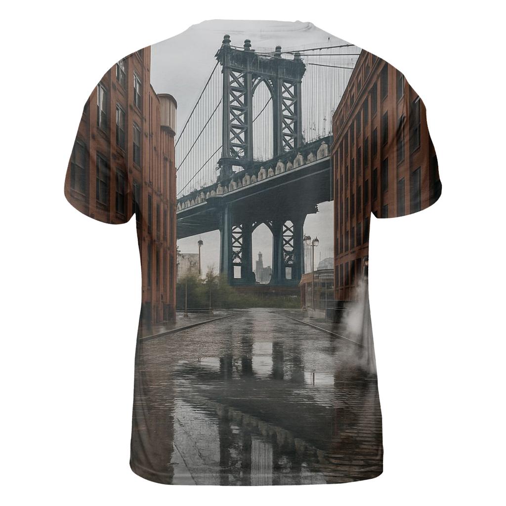 After Rain Steam Rising On The Manhattan Bridge Overlook artistic all-over print tops