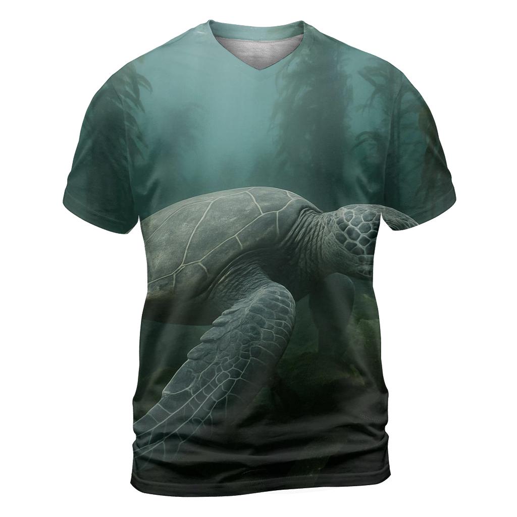 Kelp Forest Glide Green Sea Turtle statement graphic shirts