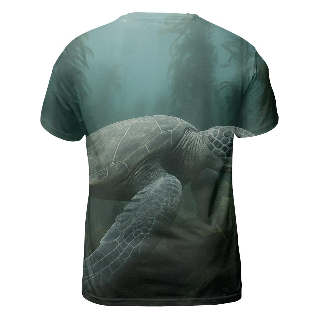 Kelp Forest Glide Green Sea Turtle statement graphic shirts