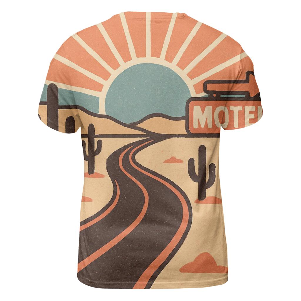 Desert Road Trip Sunburst Map unique graphic print tees
